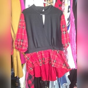🍁🍁New York & Company Plaid High Low Blouse Xxl